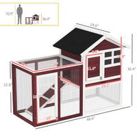 HKM-2903741 48" Outdoor Indoor Rabbit Hutch with Waterproof Asphalt Roof and Easy Clean Tray