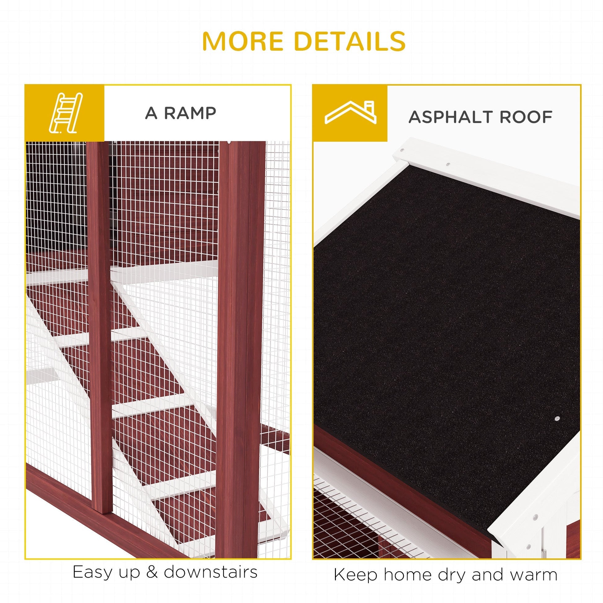 HKM-2903741 48" Outdoor Indoor Rabbit Hutch with Waterproof Asphalt Roof and Easy Clean Tray