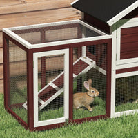 HKM-2903741 48" Outdoor Indoor Rabbit Hutch with Waterproof Asphalt Roof and Easy Clean Tray