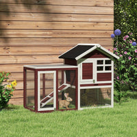 HKM-2903741 48" Outdoor Indoor Rabbit Hutch with Waterproof Asphalt Roof and Easy Clean Tray