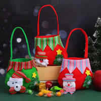 HKM-290387 Christmas Gift Bags - Variety of Styles Including Santa, Snowman, Deer, and Bear - Cloth Material - 16cm x 15cm