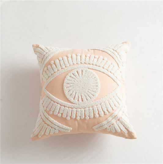 HKM-290387 Scandinavian Style Geometric Cotton Embroidered Pillow Cover, 45x45cm & 30x50cm Options