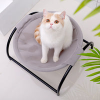 HKM-2904125 Breathable Pet Camping Bed - Pink & Gray Hammock Design, Durable Polyester Fiber and Reinforced Nylon, Size 43*43*24cm