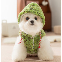HKM-2904637 Warm Sherpa Pet Hoodie with Snowman Embroidery for Dogs and Cats ¨C Cozy Winter Apparel in Pink and Green