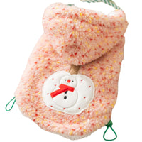 HKM-2904637 Warm Sherpa Pet Hoodie with Snowman Embroidery for Dogs and Cats ¨C Cozy Winter Apparel in Pink and Green