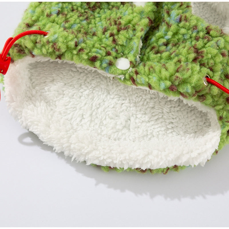 HKM-2904637 Warm Sherpa Pet Hoodie with Snowman Embroidery for Dogs and Cats ¨C Cozy Winter Apparel in Pink and Green