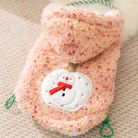 HKM-2904637 Warm Sherpa Pet Hoodie with Snowman Embroidery for Dogs and Cats ¨C Cozy Winter Apparel in Pink and Green