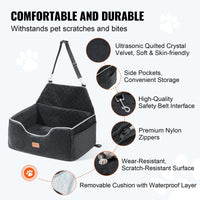 HKM-2904893 Dog Booster Car Seat for Medium to Large Dogs Up to 55 lbs, Comfortable with Removable Pad, Easy Installation, Black