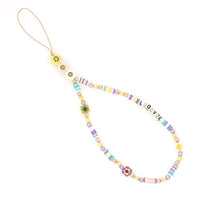 HKM-290643 Handmade Bohemian Soft Ceramic Phone Chain with Crystal and Beads
