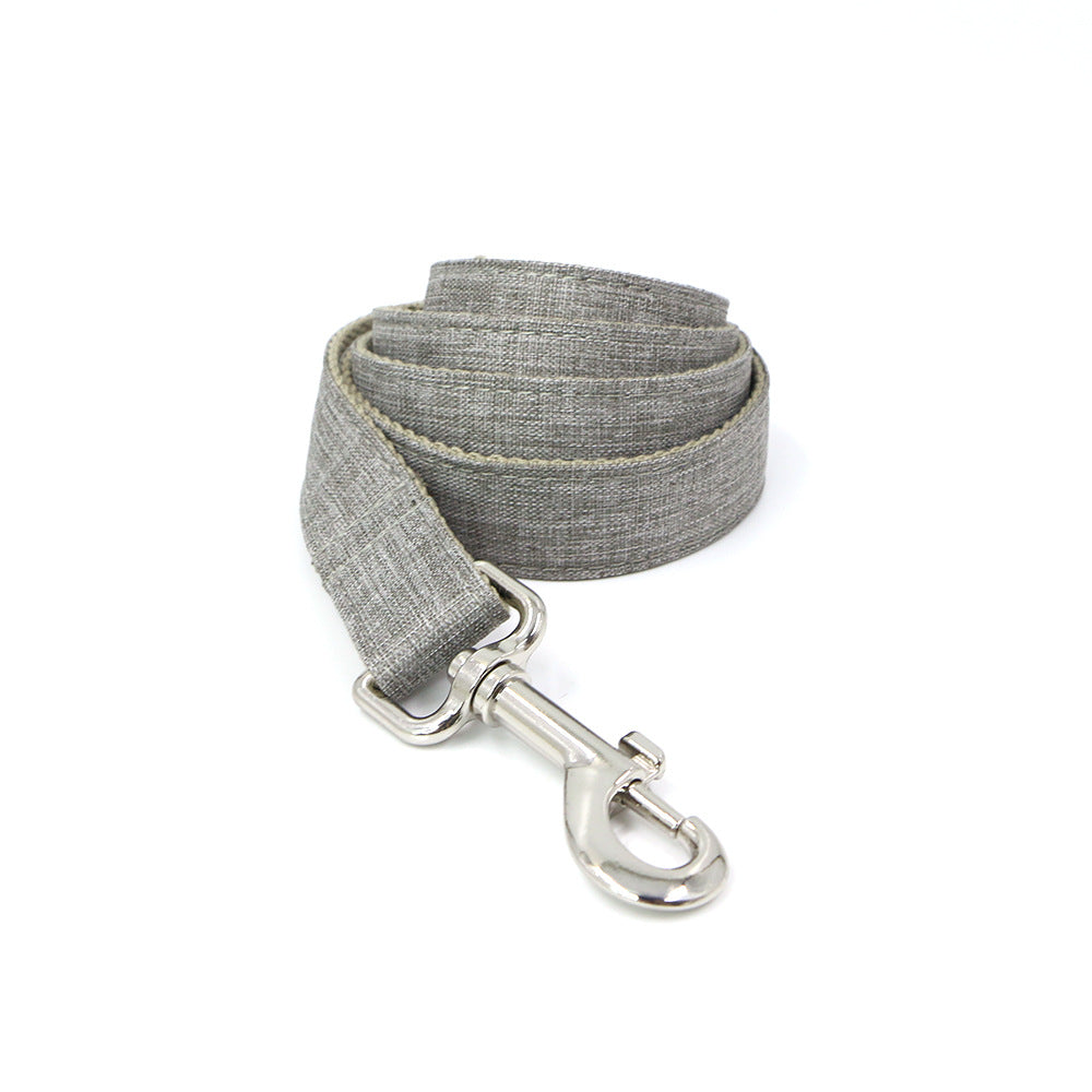 HKM-2907837 Gentleman Gray Outdoor Dog Collar and Leash Set, Polyester Material, Multiple Sizes Available
