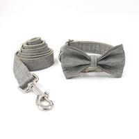 HKM-2907837 Gentleman Gray Outdoor Dog Collar and Leash Set, Polyester Material, Multiple Sizes Available