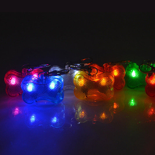 HKM-2908477 LED Bone-Shaped Pet ID Tag Collar Pendant with Custom Name Tag for Safety in Low Light