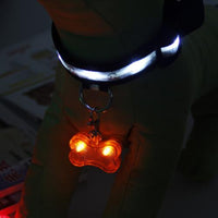 HKM-2908477 LED Bone-Shaped Pet ID Tag Collar Pendant with Custom Name Tag for Safety in Low Light