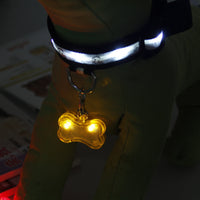 HKM-2908477 LED Bone-Shaped Pet ID Tag Collar Pendant with Custom Name Tag for Safety in Low Light
