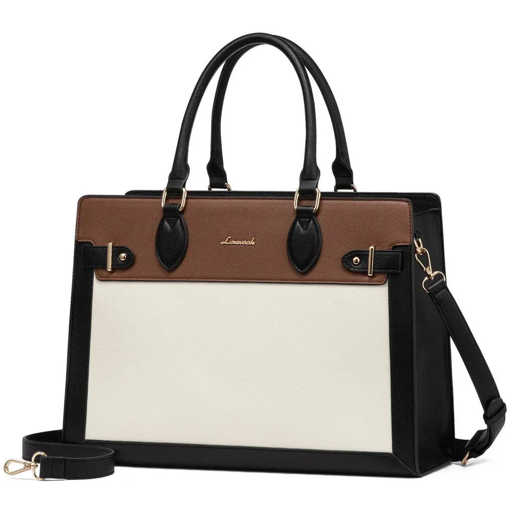 HKM-290963 Laptop Tote Bag for Women - 15.6-17 Inch Waterproof Leather Briefcase for Office and Business Use