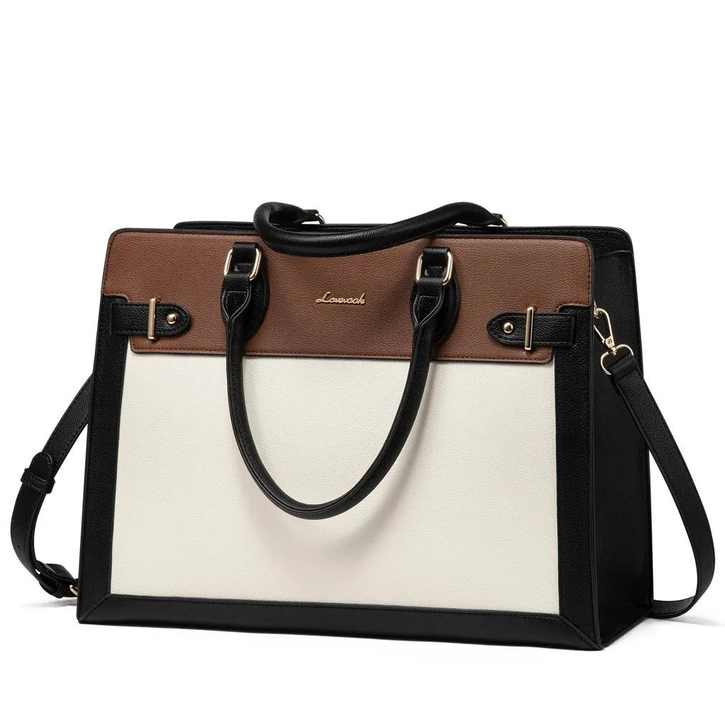 HKM-290963 Laptop Tote Bag for Women - 15.6-17 Inch Waterproof Leather Briefcase for Office and Business Use