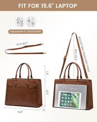 HKM-290963 Laptop Tote Bag for Women - 15.6-17 Inch Waterproof Leather Briefcase for Office and Business Use