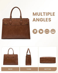 HKM-290963 Laptop Tote Bag for Women - 15.6-17 Inch Waterproof Leather Briefcase for Office and Business Use