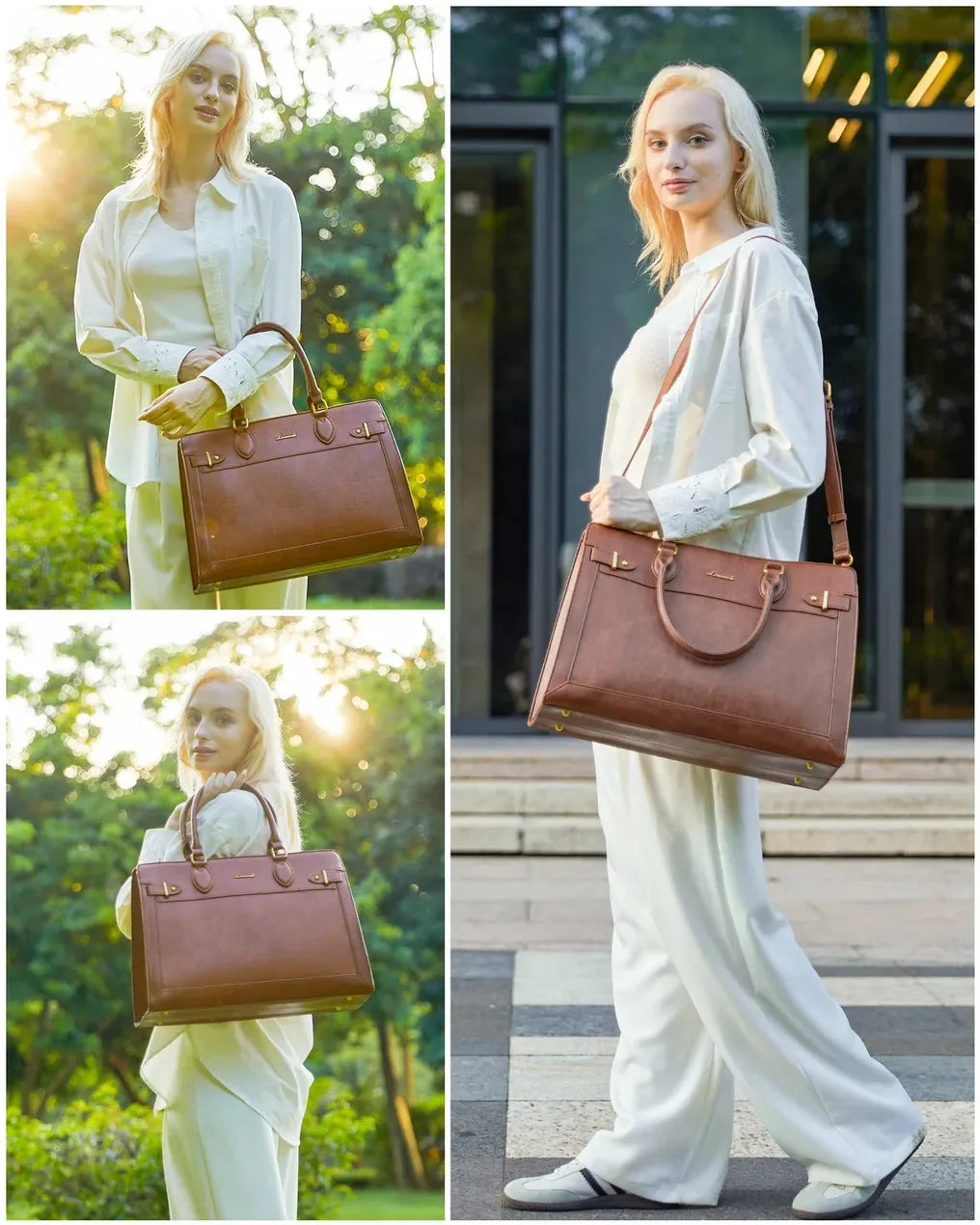 HKM-290963 Laptop Tote Bag for Women - 15.6-17 Inch Waterproof Leather Briefcase for Office and Business Use