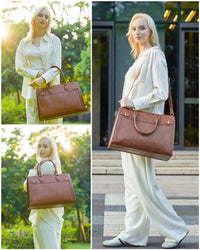 HKM-290963 Laptop Tote Bag for Women - 15.6-17 Inch Waterproof Leather Briefcase for Office and Business Use