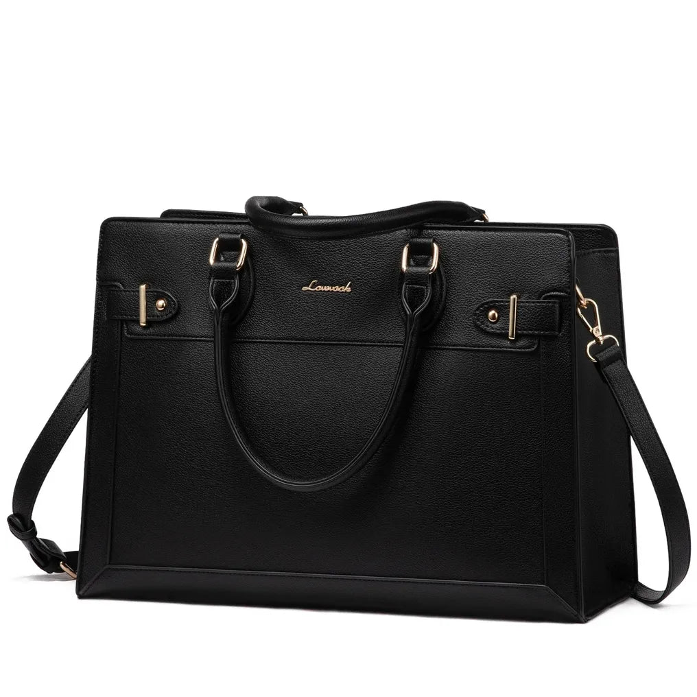 HKM-290963 Laptop Tote Bag for Women - 15.6-17 Inch Waterproof Leather Briefcase for Office and Business Use