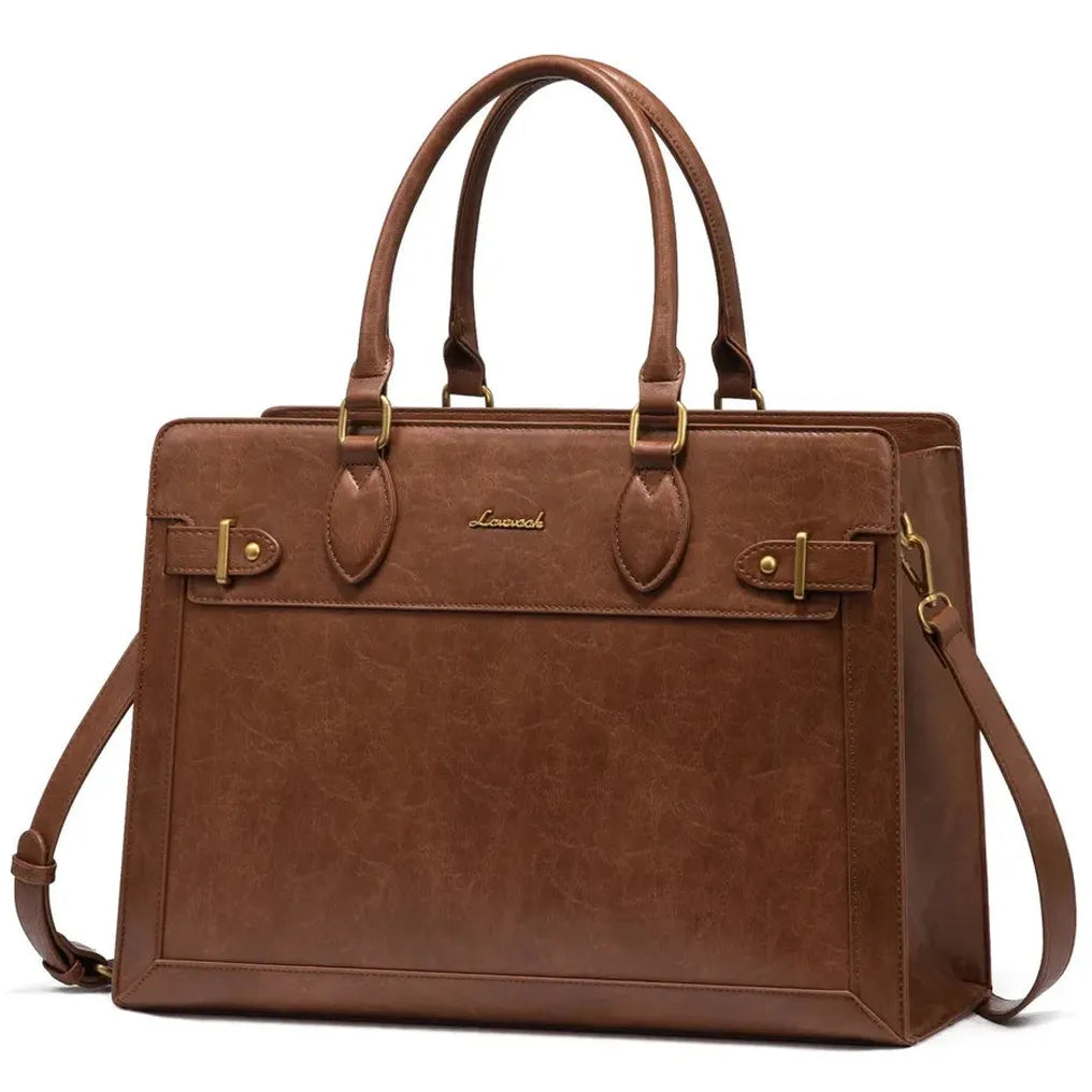 HKM-290963 Laptop Tote Bag for Women - 15.6-17 Inch Waterproof Leather Briefcase for Office and Business Use