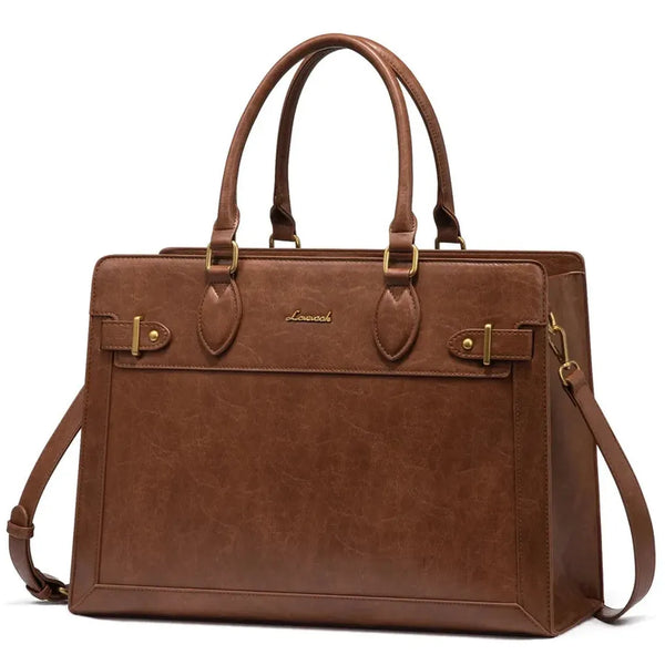 HKM-290963 Laptop Tote Bag for Women - 15.6-17 Inch Waterproof Leather Briefcase for Office and Business Use