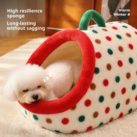HKM-2909885 Semi-Enclosed Dog House Bed - Stylish PP Cotton Pet Nest with Handle, Multiple Sizes Available