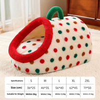 HKM-2909885 Semi-Enclosed Dog House Bed - Stylish PP Cotton Pet Nest with Handle, Multiple Sizes Available