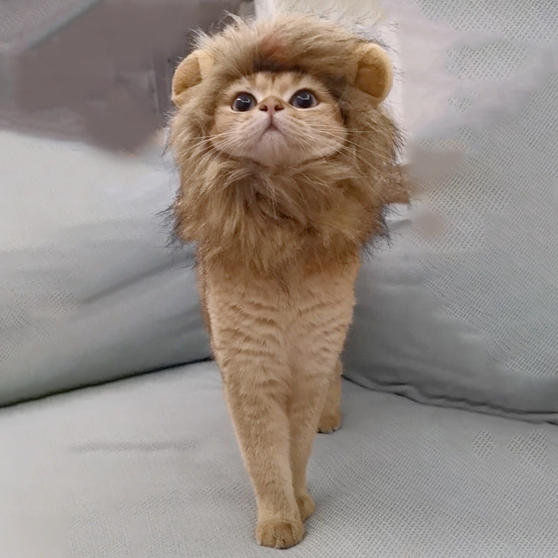 HKM-2910653 Cute Animal Headgear for Pets - Lion & Rabbit Designs in Various Sizes, Polyester Material