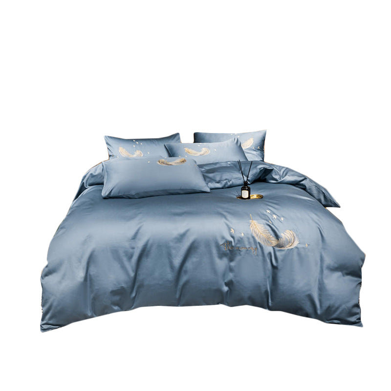HKM-291091 Cotton Embroidery Four-Piece Bed Set in Multiple Sizes