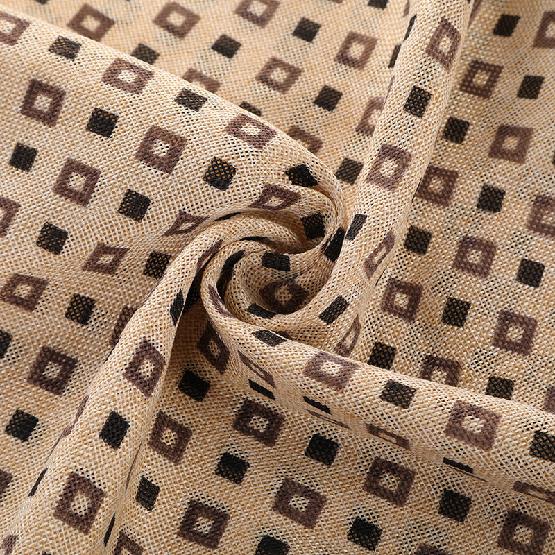 HKM-291091 Small Check Print Cationic Linen Fabric - Decorative Cloth Bundle for Streamers and Pocket Cases - 150cm Width