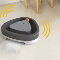 HKM-2911805 Electric Cat Toy Triangle Turntable with Feather Scratcher and Sound, ABS Material, Gray and Green