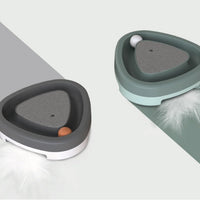 HKM-2911805 Electric Cat Toy Triangle Turntable with Feather Scratcher and Sound, ABS Material, Gray and Green