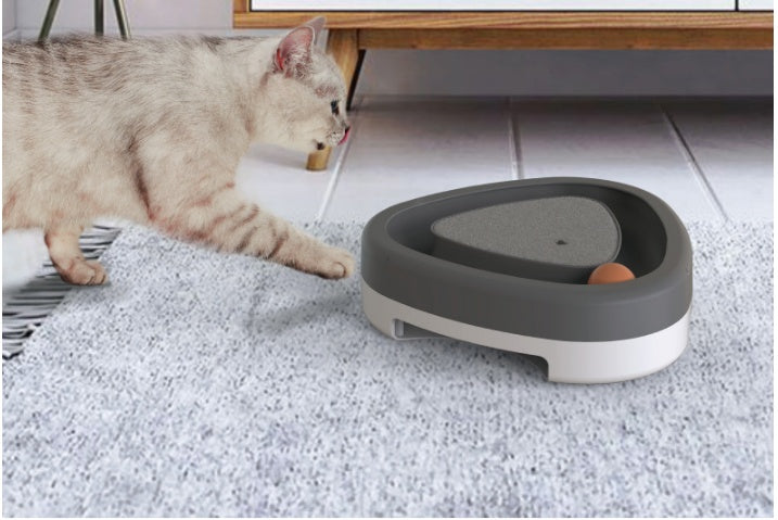 HKM-2911805 Electric Cat Toy Triangle Turntable with Feather Scratcher and Sound, ABS Material, Gray and Green