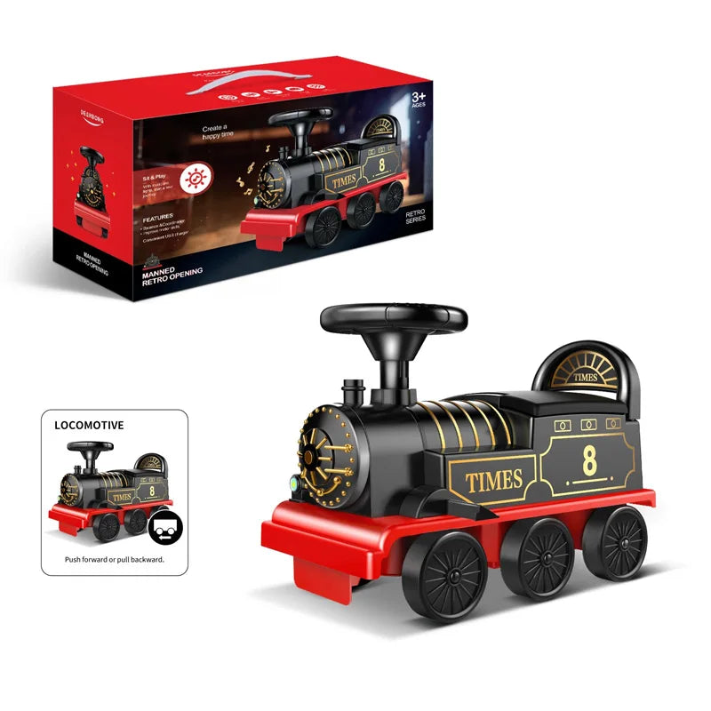 HKM-291219 Mini Train Ride Toy Track Set for Toddlers with Lights and Music, Ages 2-13, Free-Wheel Ride-On Car