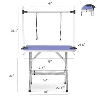 HKM-2913469 Large 46 Inch Pet Grooming Table with Adjustable Arms and Rubber Surface for Dogs and Cats