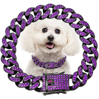 HKM-2913597 Diamond Hip Hop Style Dog Collar Necklace - Available in Gold, Silver, and Rose Gold, Multiple Sizes