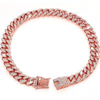 HKM-2913597 Diamond Hip Hop Style Dog Collar Necklace - Available in Gold, Silver, and Rose Gold, Multiple Sizes