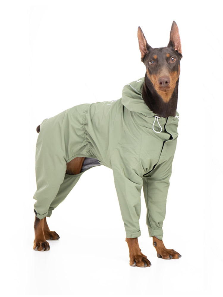 HKM-2913981 Casual Outdoor Mountaineering Suit for Medium and Large Shiba Inu - Four-Legged Pet Clothing in Army Green and Khaki