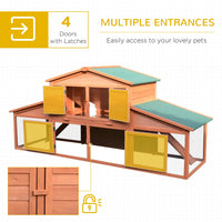 HKM-2915261 Double-Tiered Outdoor Rabbit Hutch and Guinea Pig Cage with Weatherproof Roof and Removable Tray, 89" Length