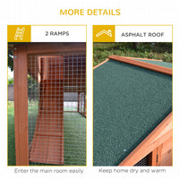 HKM-2915261 Double-Tiered Outdoor Rabbit Hutch and Guinea Pig Cage with Weatherproof Roof and Removable Tray, 89" Length