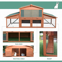HKM-2915261 Double-Tiered Outdoor Rabbit Hutch and Guinea Pig Cage with Weatherproof Roof and Removable Tray, 89" Length