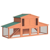 HKM-2915261 Double-Tiered Outdoor Rabbit Hutch and Guinea Pig Cage with Weatherproof Roof and Removable Tray, 89" Length