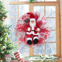 HKM-291539 Red Christmas Garland with Golden Tape Light for Holiday Door Decoration