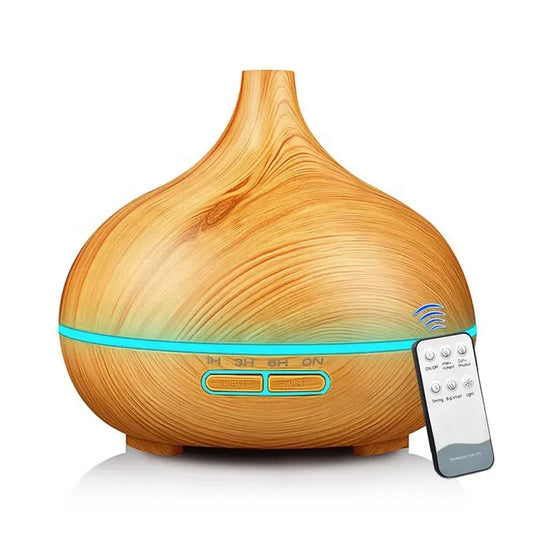 HKM-291603 500ml Remote Control Aromatherapy Essential Oil Diffuser with Air Humidifier and Electric Wooden Design