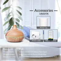 HKM-291603 500ml Remote Control Aromatherapy Essential Oil Diffuser with Air Humidifier and Electric Wooden Design