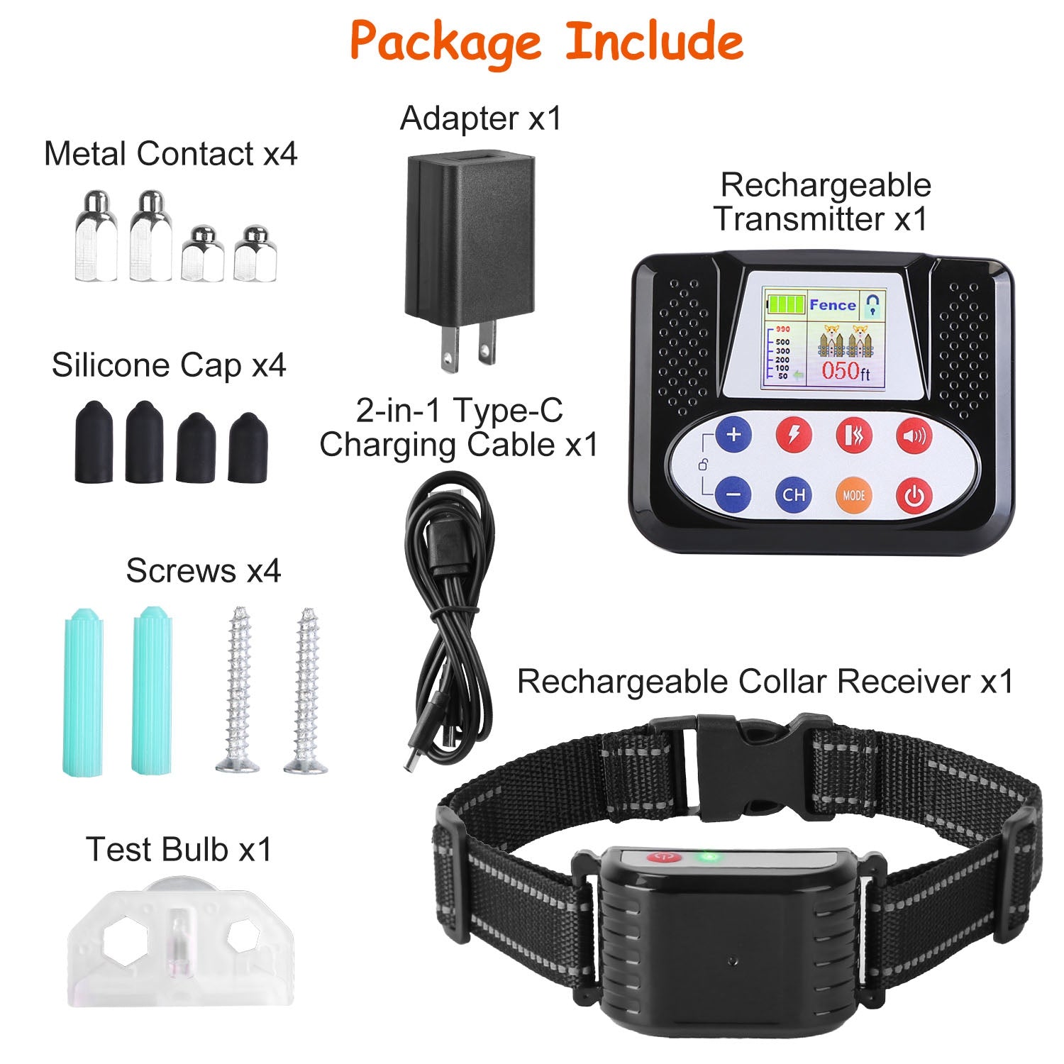 HKM-2917053 990FT Range Dog Training Collar with Waterproof Receiver, 3 Training Modes and Rechargeable Battery
