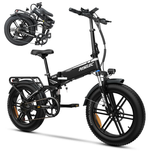 HKM-291731 Foldable 20-Inch Fat Tire Electric Bike with 7-Speed Gears and 13AH Lithium Battery