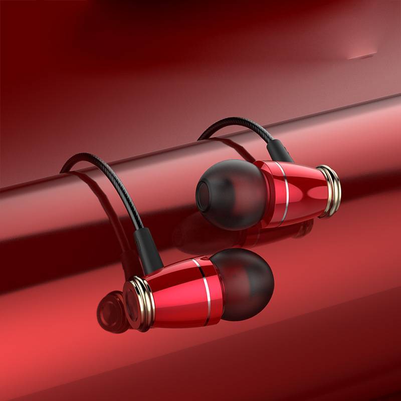 HKM-291731 Heavy Bass Wired In-Ear Headphones with Microphone and Silicone Earplugs
